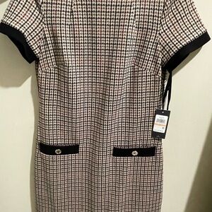 Tommy Hilfiger Houndstooth Mini Dress with Black Trim